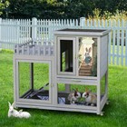 Wooden Rabbit Hutch Bunny Cage Small Animal House W wheels Ramp Indoor outdoor