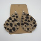 Handmade Teardrop Shape Faux Fur Leopard Print Earrings Dangle Hook