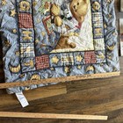 Vtg Nursery Set Blue Jean Teddy Bear Lot Crib Pillow Light Sheet Curtain Clips