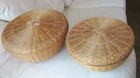 Antique Asian Chinese Primitive Nesting Storage 2 Lidded Sewing Baskets Set