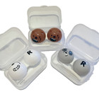 3 Pack Cute Bear Contact Lens Case Travel Kit Storage Box With Tweezers Remover
