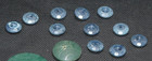 2 Sets Lot Of 14 Antique Buttons Embossed Vegetable Ivory Dyed Green Blue 2-hole