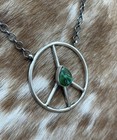 Native American Navajo Handmade Sterling Silver Turquoise Peace Hippie Necklace