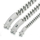6-14mm Stainless Steel Miami Hip Hop Cuban Chain Necklace Bracelet With Cz Clasp