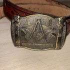 Vintage 1981 Masonic Mason Freemasons Belt Buckle And Belt