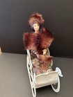 Miniature Dollhouse 1 12 Scale Winter Porcelain Doll In Sleigh One Of A Kind