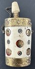 Tibetan Bottle With Spoon   Chain Inlaid Brass Vintage