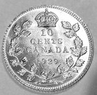 1929 Canada Ten 10 Cents World Silver Coin Choice Bu