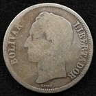 Venezuela 1 Bolivar 1945  Coin  Silver  Inv e997