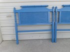 Set 2 Faux Bamboo Twin Size Headboards Regency Pair Palm Beach Mcm Cane Low Blue