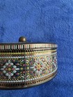 Vintage 7  Round Floral Metal Cookie Tin Sewing Box Container Made In England