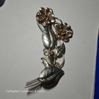 Antique Vintage Sterling Silver 925 Flower Broach Pin Jewelry Floral Costume  