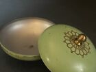 Vintage Green Metal Round Powder Box   no Powder Puff 