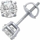 2 Ct  Genuine White Sapphire Studs - Secure Screw Backs - 14k White Gold Plated