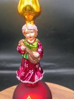 August Vintage Czech Mercury Glass Tree Topper Spire Girl With Lute Red   Gold