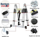 Aluminum Telescoping Ladder  12 5ft A-frame   Extension  330lb Capacity  Silver