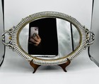Vintage Carved Victorian Style Vanity Mirror Claw Footed Artist Signed 18    X 10   