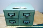 Antique Tiger Oak Wooden 4 Drawer File Cabinet  small Multi Drawer Storage 