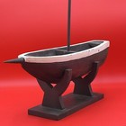 Nice  Antique Vintage Painted Boat Hull Folk Art Sculpture With Stand