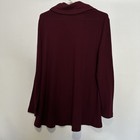 J Jill Womens Waffle Knit Top Medium Maroon Turtle Neck Long Sleeve Stretch