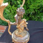 Pair Of Antique Candelabra  Bronze Candle Holders Cherub Angels  France  C1920