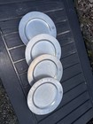  4  Vintage 1960s Wilton Armetale Pewter Rwp Plate Set  Colonial Crest