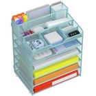 Multi-functional Desk Organizer Tray Paper Letter Tray Organizer 6 Tier Blue