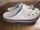 Crocs Crocband Clog Sandals Gray navy orange Stripe Slip-on Men   s Us 6 Women 8