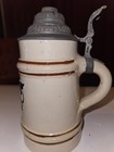 Westerwald-style German Stoneware Beer Stein W  Pewter Lid   zum Wohlsein 