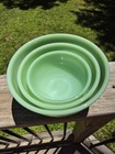 Nm Anchor Hocking Fire King Jadeite Green Lot Set 3 Nesting   Mixing Bowls Vtg