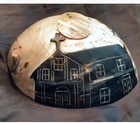 Antique Hand Carved Mother Of Pearl Seashell Mission Scene San Francisco Antiq 