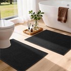 Black Bathroom Rugs Sets 2 Piece  Quick Dry Thin Bath Mat With Toilet Rug  No   