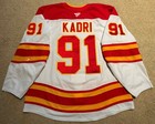 Nazem Kadri Flames Game Worn Jersey -loa Photo Matched - Heavy Wear 10 Repairs    