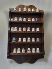 Vtg   new  Thimble Wood Holder Display Rack Made Usa With 32 Thimbles Included