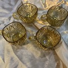  4  Vtg Hazel Atlas Williamsport Amber Glass Punch Cups Mid Century Modern