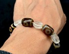Old Antique Himalayan Tibetan Dzi Eyes Amulet Prayer Beads With Crystal Bracelet