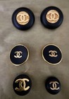 Authentic Chanel Vintage90s Rare Lot Of 6 Black gold  Plated Cc Logo Buttons