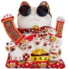 Large Chinese Cat Waving Arm Ceramic Lucky Fortune Cat Figurines Maneki White