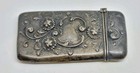 Antique Sterling Silver Repousse 2 3 8  Vesta Case Match Holder Floral Design