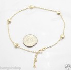 Adjustable Singapore Chain Puffed Heart Ankle Bracelet Anklet 14k Yellow Gold 