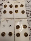 Lot Of 14 Lechic Vintage Antique Gold Finished Sculpted Rose Flower Buttons