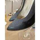 1950s High Heels  Vintage Shoes  50s Stilettos  Black And Gray  Size 7  Pin Up