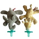 Wubbanub Infant Pacifier Lot Of 2 Plush Elephant And Giraffe Mary Meyer Grey Tan