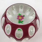 Perthshire 1984g Double Overlay Latticino Cushion Flower Faceted Paperweight