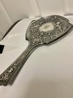 Victorian Art Nouveau Vtg Estate Large Cherubs Silver Plated Vanity Hand Mirror
