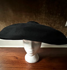 Vtg New York Creations Black Saucer Hat  50s Vouge Look Wide Brim New Look