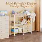 Diaper Caddy Organizer With Hanging Rack - 3 Tier Rolling Baby Storage Cart With