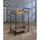 Rustic Oak And Antique Black Serving Cart