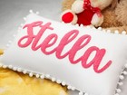 Baby Girl Nursery Punch Needle Name Pillow  Personalized Gift  Handmade Cushion