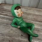 Green Pixie Elf Small Laughing Reclining Ceramic Figurine Japan Mcm 1950s Vtg